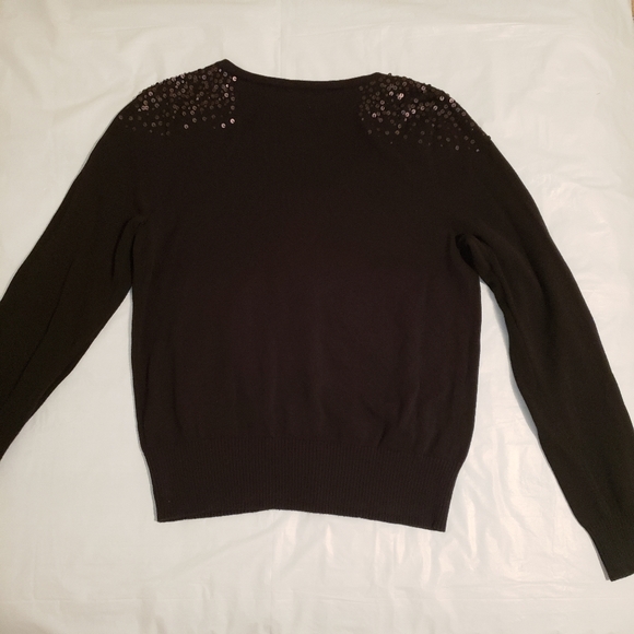 ELLE Sequin Black Button Up Cardigan Size Small - Picture 2 of 8